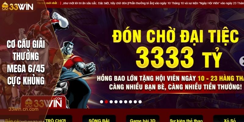 Cơ cấu giải thưởng của xổ số Mega 6/45 cực khủng